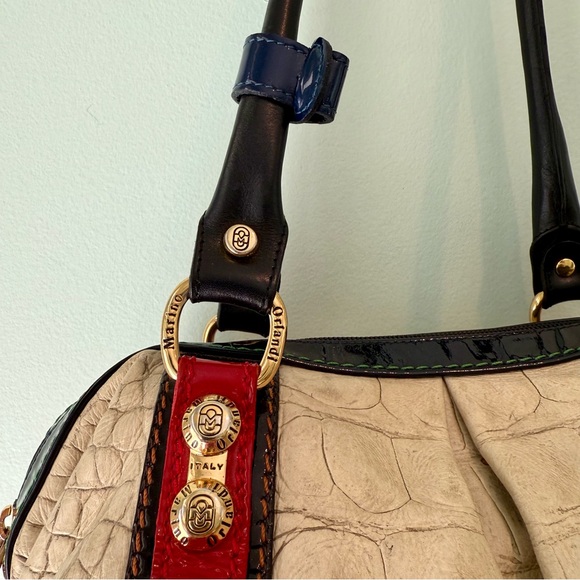 Fabulous Marino Orlandi Beige Croc Leather Large Boxy Purse Bag EUC Statement - Picture 3 of 14